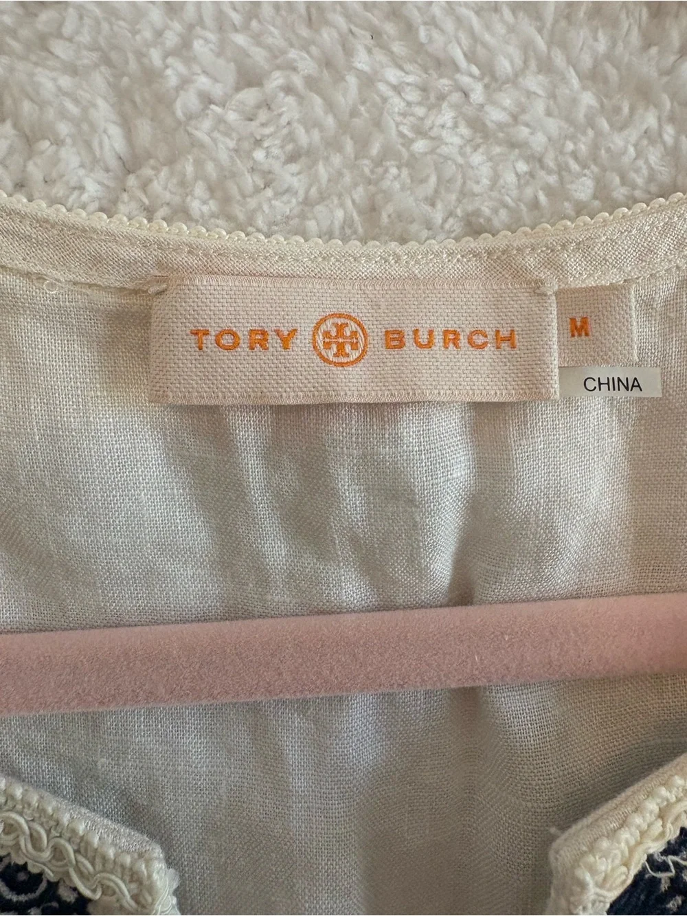 Tory Burch Margherita Sleeveless Linen Tunic Coverup Dress Embroidered Medium